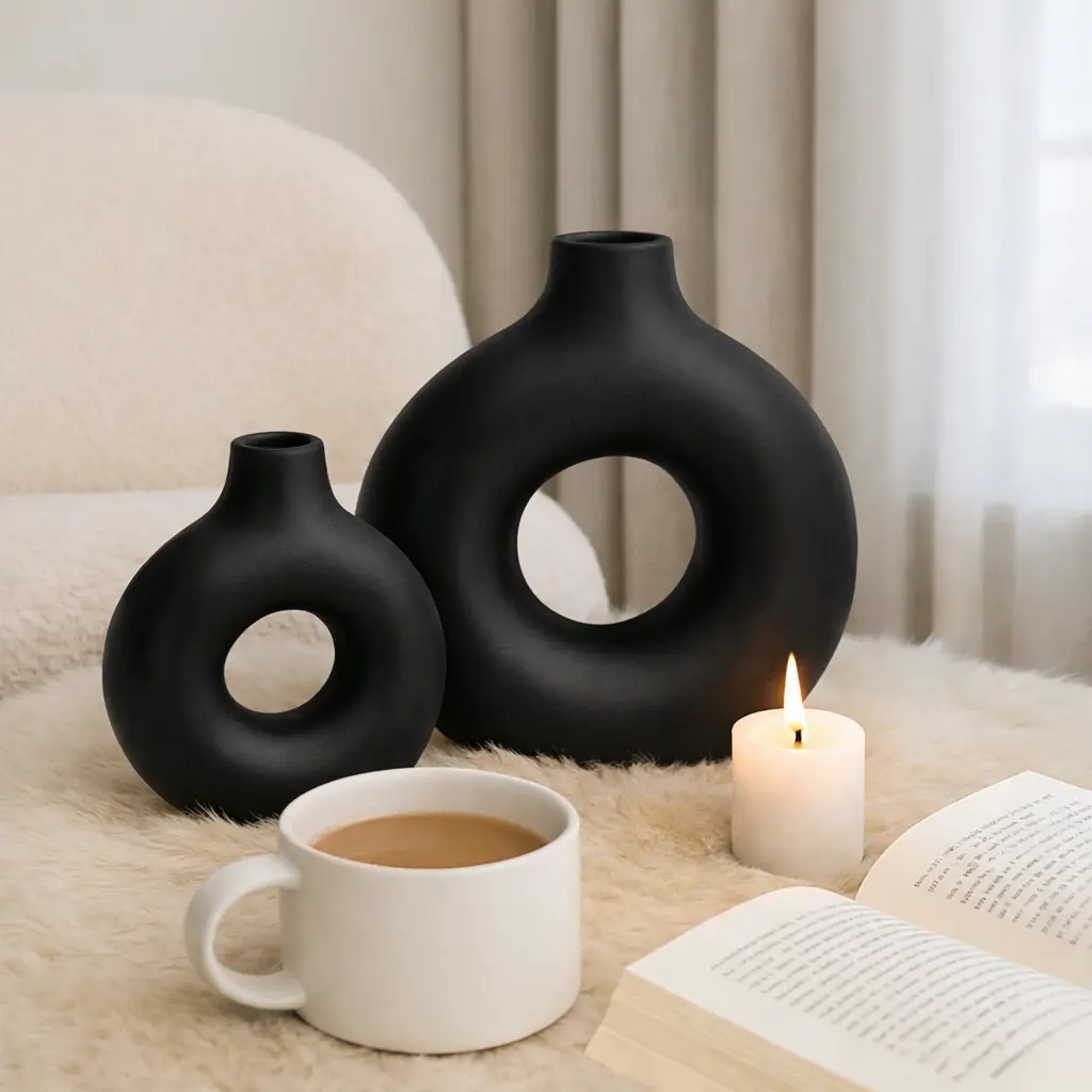 Donut Vase Schwarz Set
