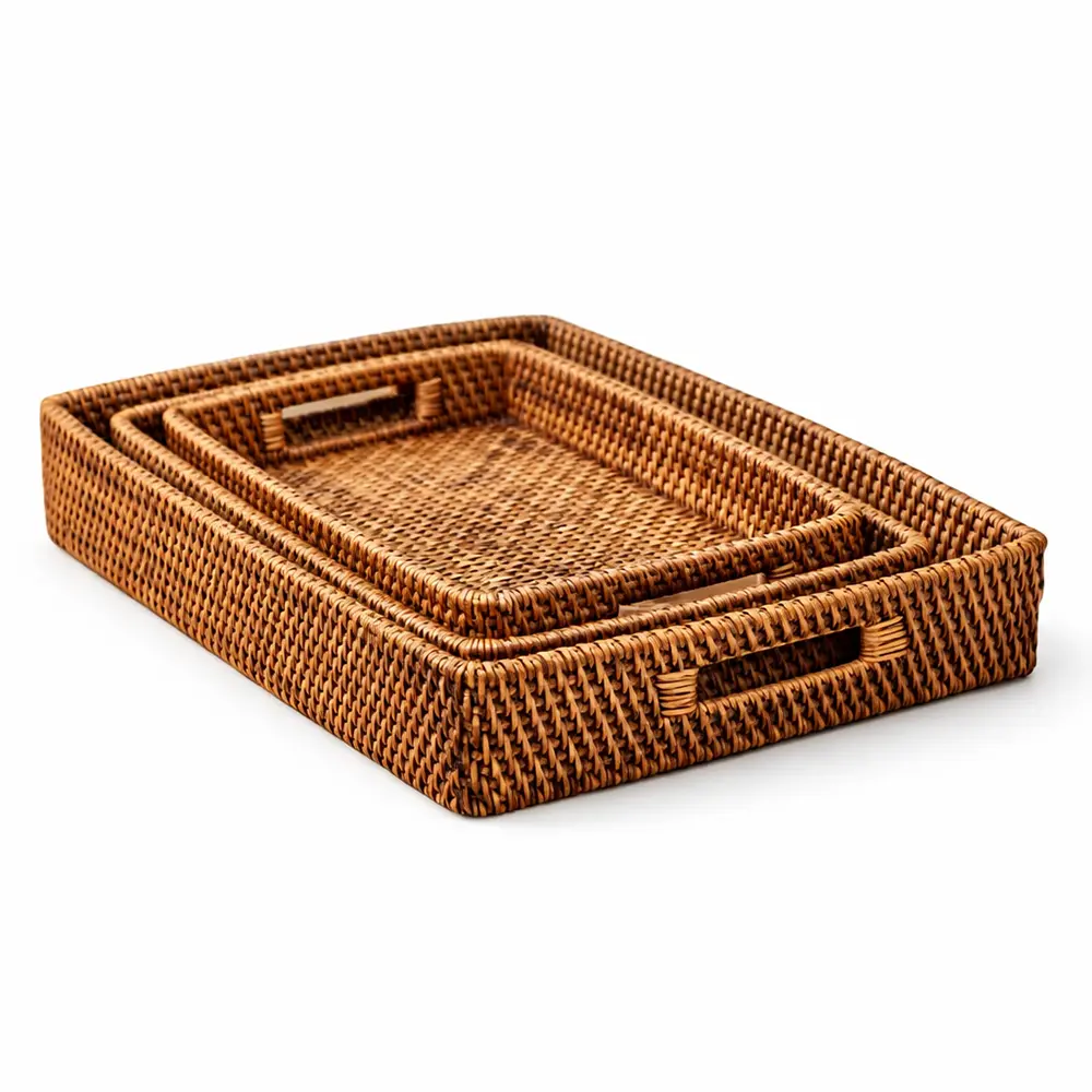 Tablett Rattan Rechteckig