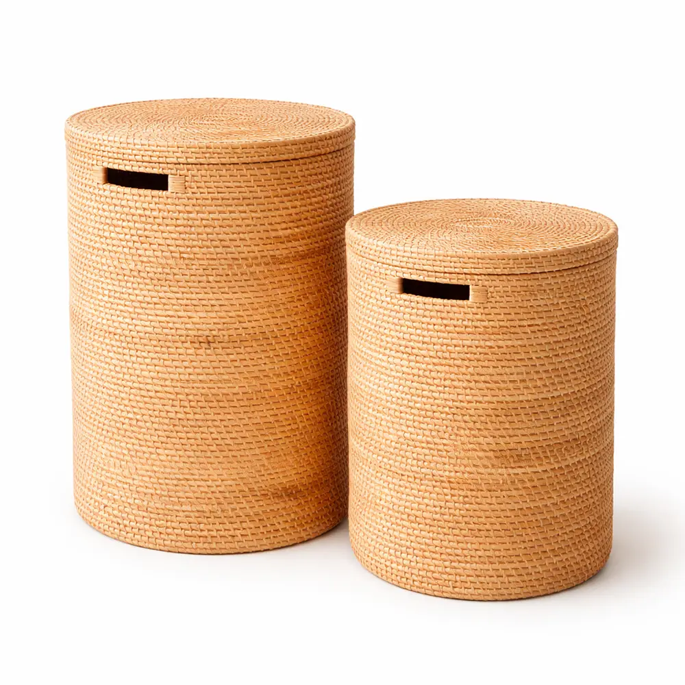 Wäschekorb Rattan 2er Set