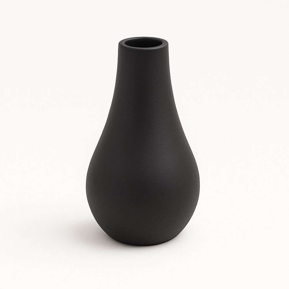 Vase Rund Schwarz Matt