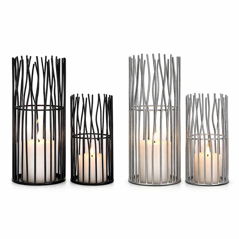 Windlicht 2er Set Schwarz/Silber