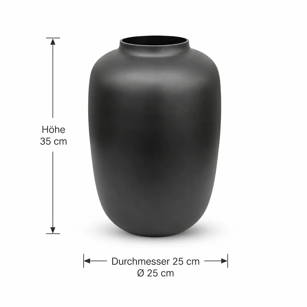 Vase Schwarz Matt M 35cm