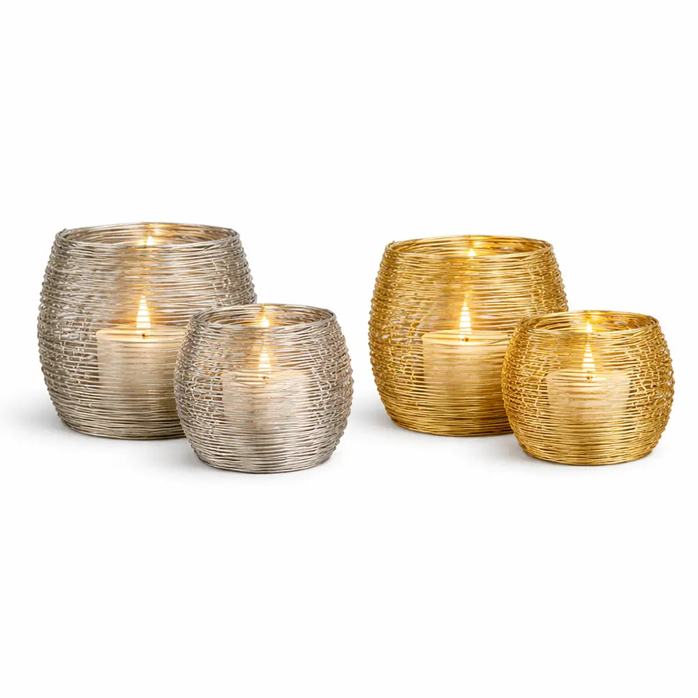 Windlicht 2er Set Gold/Silber