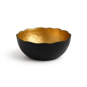 Schale Luxus in Schwarz mit goldener Innenseite aus modernem Keramik Design