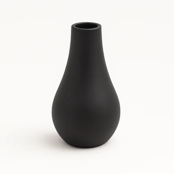 Schwarze Vase Rund in modernem Keramik Design