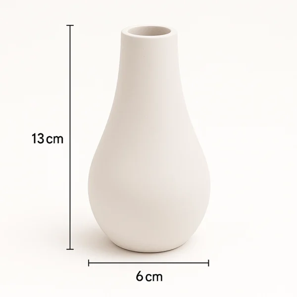 Vase Rund Weiß mit Höhe 13 cm und Breite 6 cm