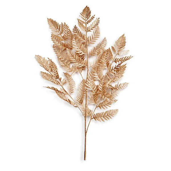 Kunstzweig Farnblatt in Gold mit filigranen Farnblättern als elegante Kunstpflanze für Vase, Tischdeko und moderne Wohn Deko